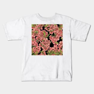 Watercolor quince branch on black Kids T-Shirt